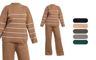 بلوز شلوار بافت راه راه زنانه