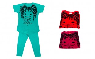 ست تیشرت و شلوار دخترانه طرحدار