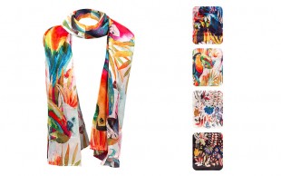 شال ساتن ابریشم دست دوز