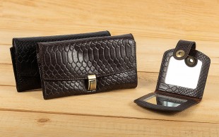 ست کیف و آینه چرم طبیعی