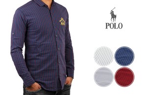 پیراهن راه راه مردانه طرح Polo Club
