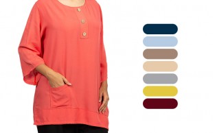 تونیک آستین سه ربع جیب دار