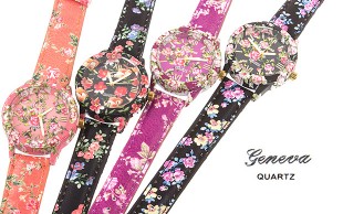ساعت گلدار چرمی Geneva