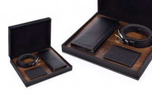 ست چرمی کیف پول و کمربند و جاکارتی