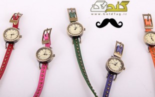 ساعت سبیل و بند بلند چرمی 