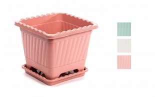 گلدان و زیر گلدانی پلاستیکی