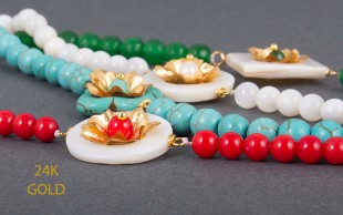 دستبند با گل روکش طلا