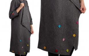 مانتو پشمی زمستانی knobbed