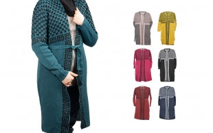 مانتو بافت جلو باز طرح دار