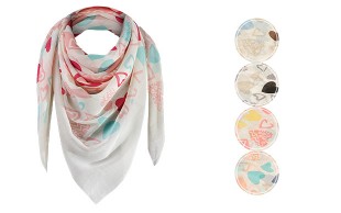 روسری نخی قواره دار طرح قلب