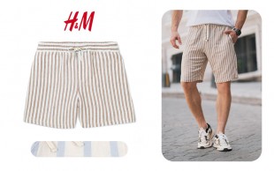 شلوارک مردانه لینن راه راه H & M