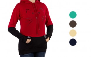 هودی کلاهدار زنانه طرح Cat