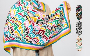 روسری ساتن ابریشم طرح Fendi