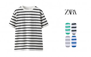 تیشرت مردانه راه راه طرح Zara