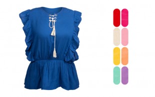 تاپ آستین چین دار کد 16488