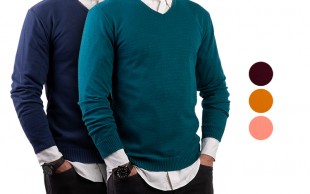 پلیور بافت یقه هفت رنگی