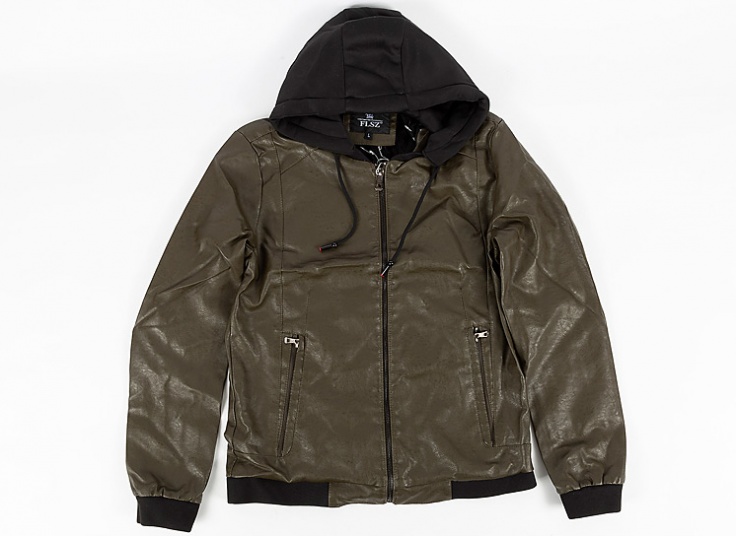 کاپشن چرم کلاه دار Wind Wolf