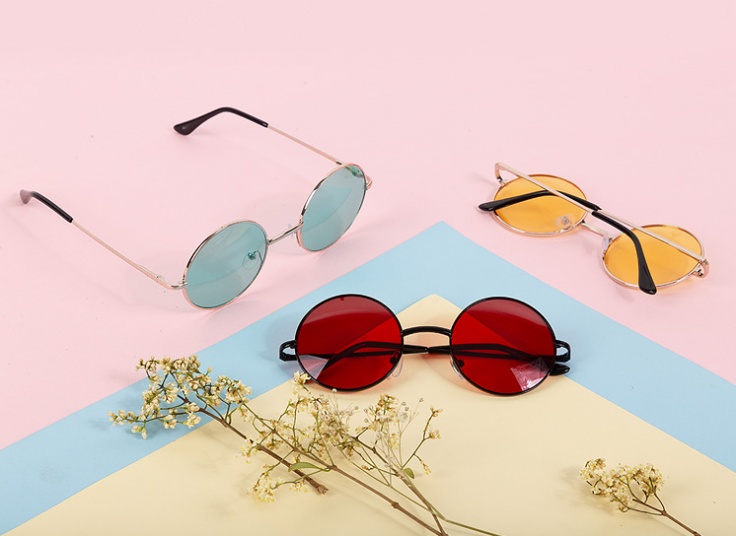 عینک فریم گرد رنگی