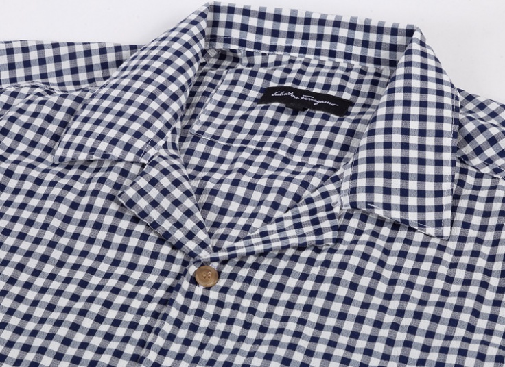 پیراهن یقه انگلیسی چهارخونه Salvatore Ferragamo