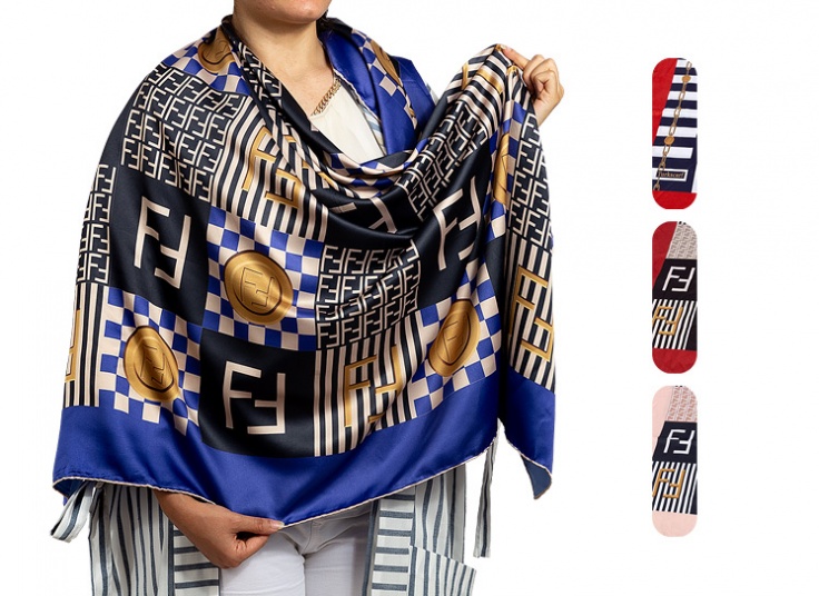 روسری ساتن طرح Fendi