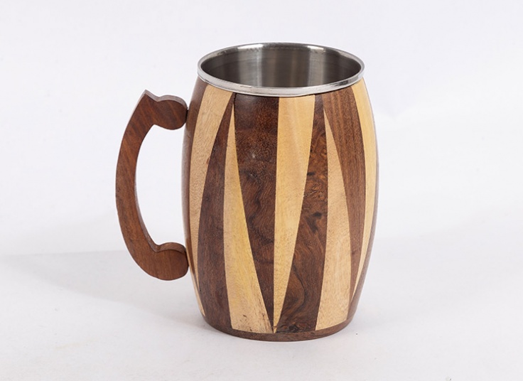 لیوان چوبی دسته دار