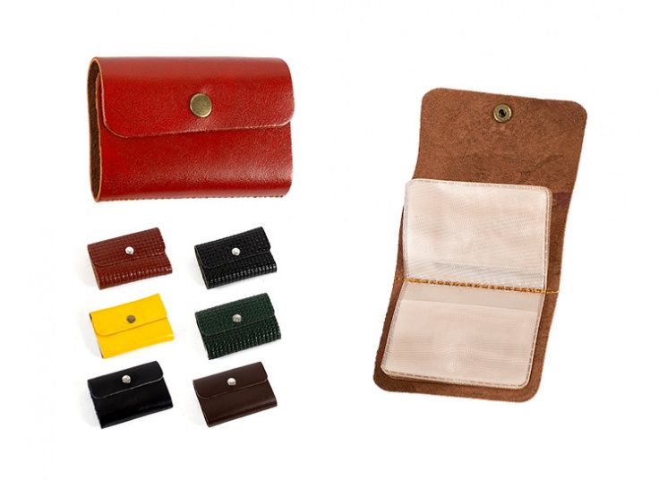 جا کارتی دکمه دار چرم طبیعی