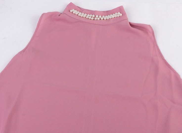 تاپ حریر کرپ یقه مرواریدی