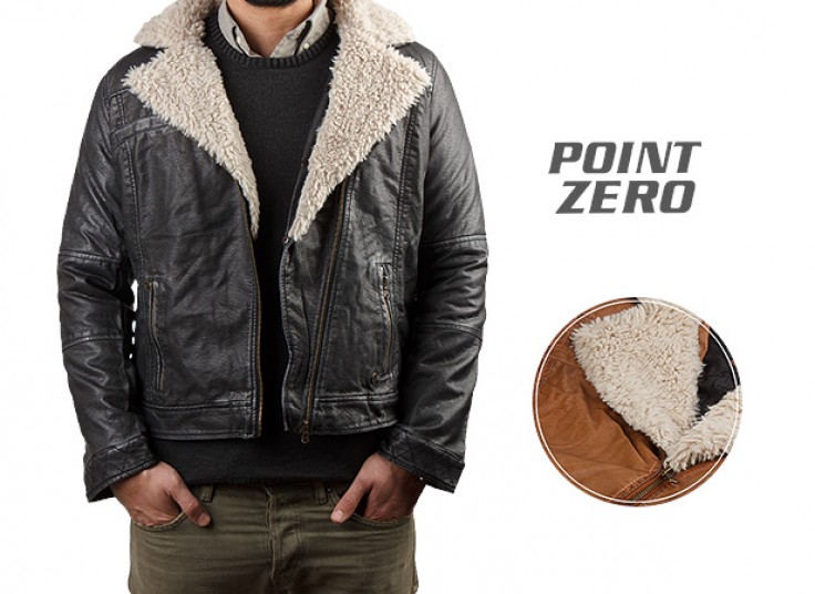 کاپشن چرم مردانه POINT ZERO