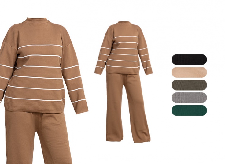 بلوز شلوار بافت راه راه زنانه