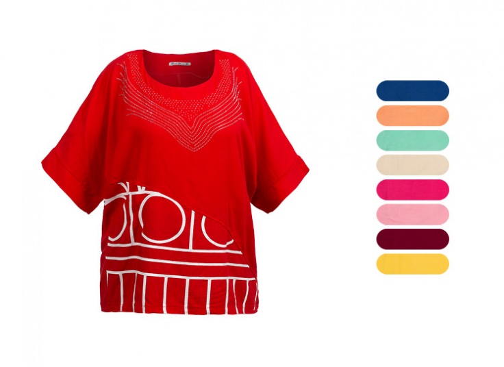 تیشرت نگین دار سایز بزرگ زنانه