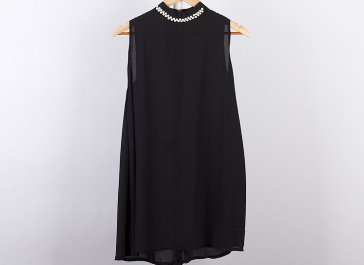 تاپ حریر کرپ یقه مرواریدی