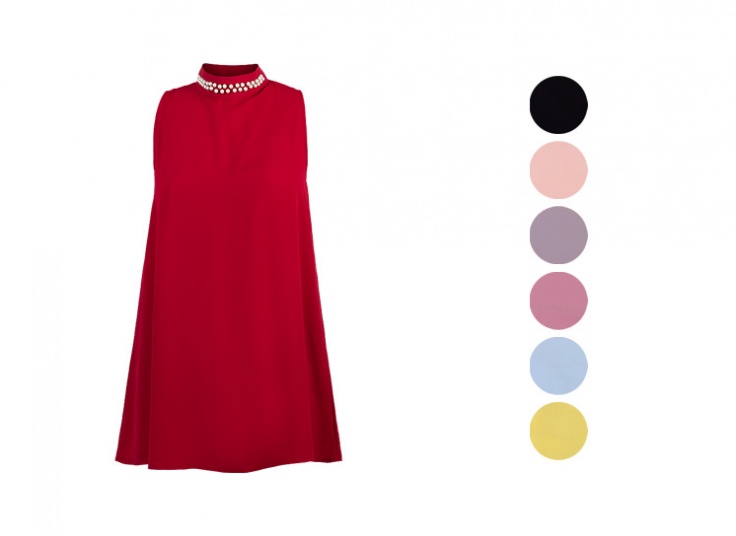 تاپ حریر کرپ یقه مرواریدی