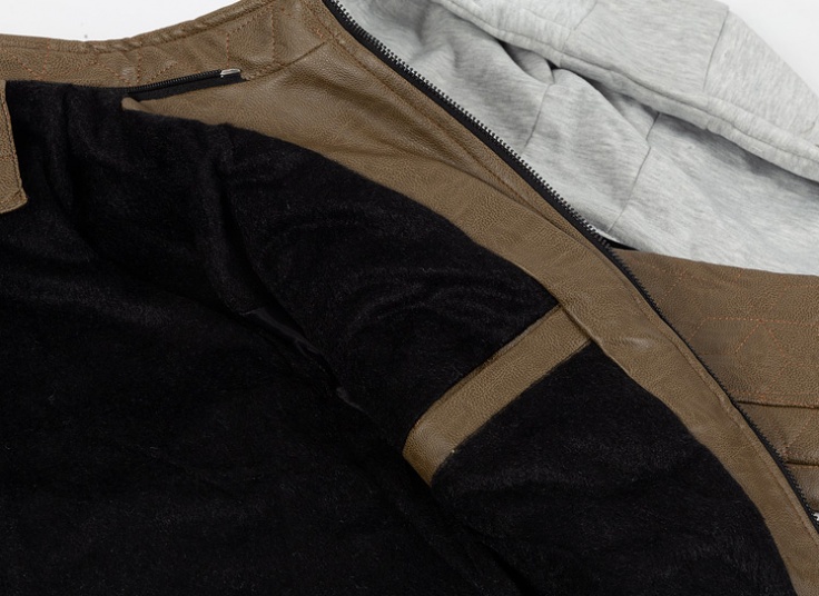 کاپشن کلاه دار چرم مردانه RCJ