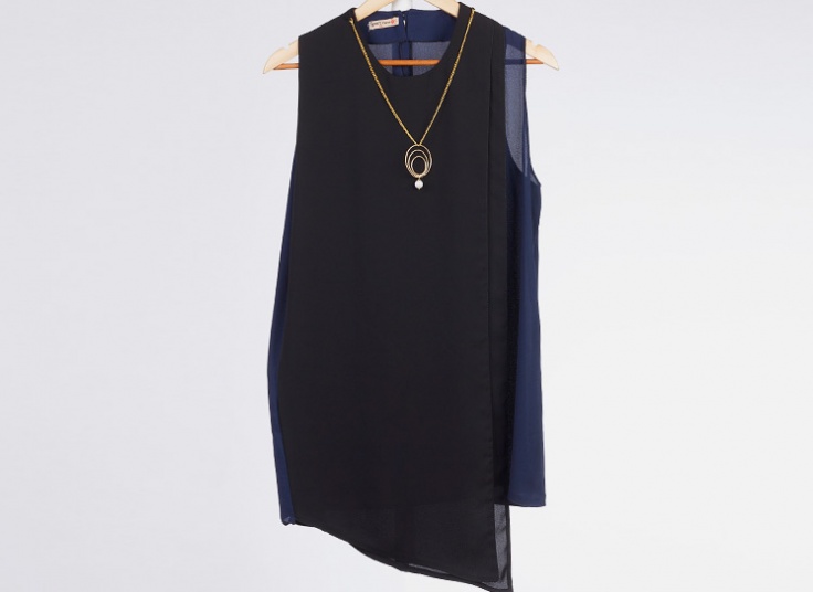 تاپ حریر کرپ زنانه Bicolor