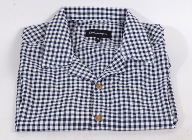 پیراهن یقه انگلیسی چهارخونه Salvatore Ferragamo