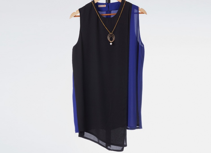 تاپ حریر کرپ زنانه Bicolor