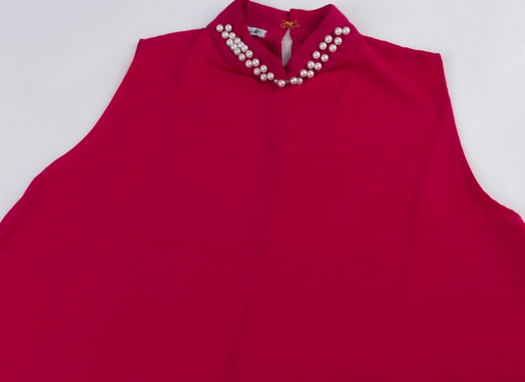 تاپ حریر کرپ یقه مرواریدی