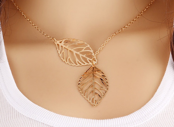 گردنبند زنجیری مدل برگ