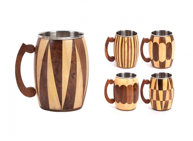 لیوان چوبی دسته دار