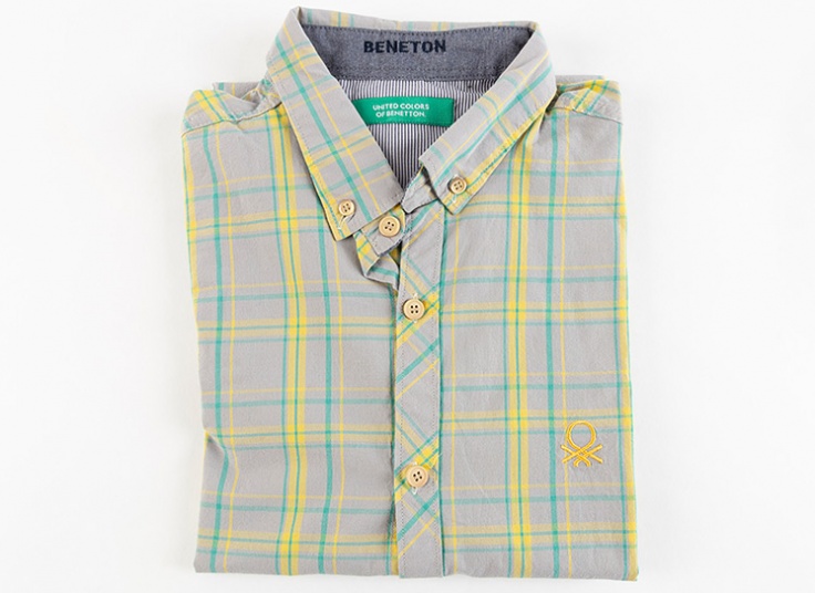 پیراهن چهارخانه مردانه Benetton