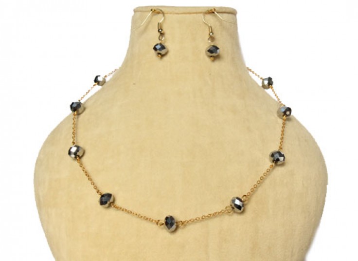 ست کریستال با زنجیر آب طلا eghlimeh