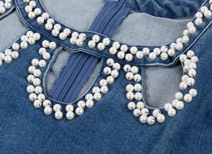 پیراهن جین یقه مروارید SUGO