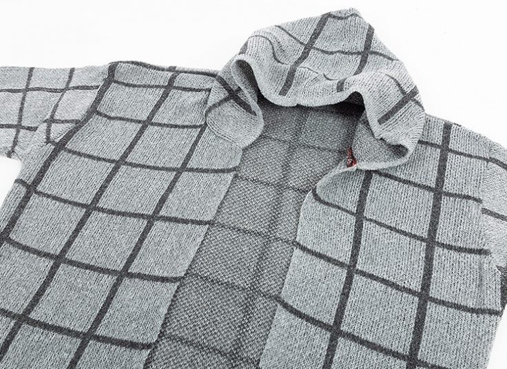 مانتو بافت کلاهدار چهارخانه