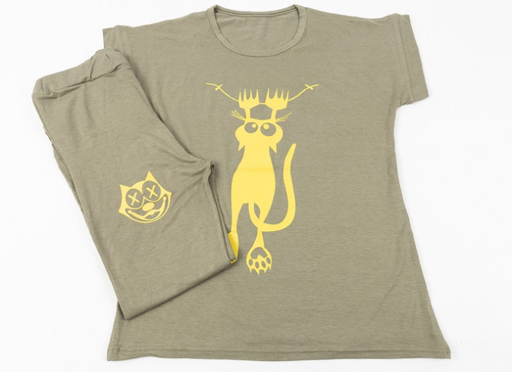 تیشرت شلوار زنانه طرح گربه