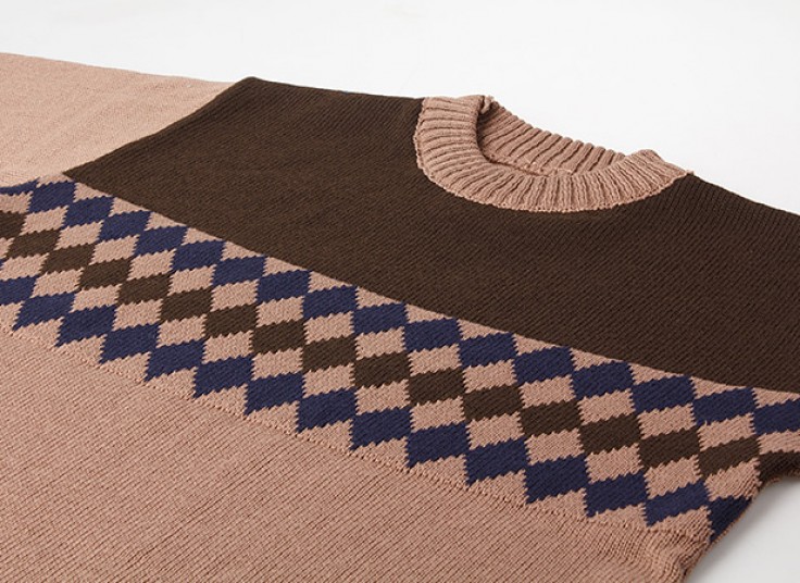 پلیور مردانه یقه گرد طرح Diamond