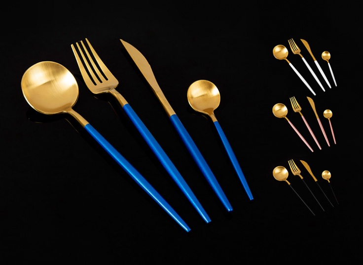 ست چهار پارچه قاشق چنگال طلایی