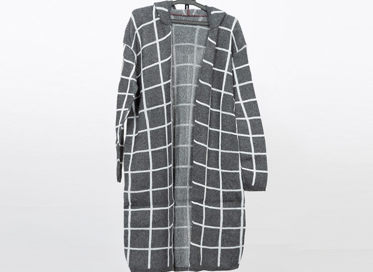 مانتو بافت کلاهدار چهارخانه