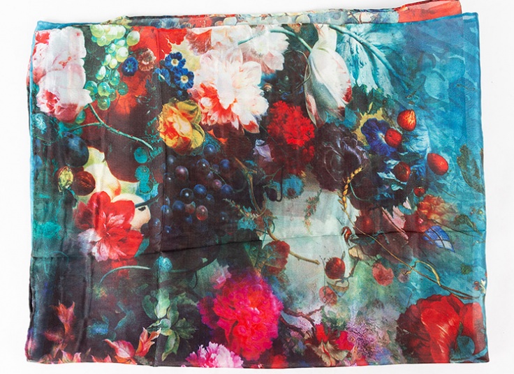 شال ساتن ابریشم دست دوز