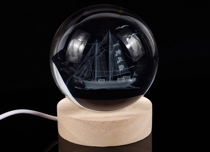 چراغ خواب مدل گوی کریستالی LED دار