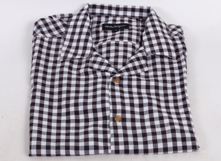 پیراهن یقه انگلیسی چهارخونه Salvatore Ferragamo